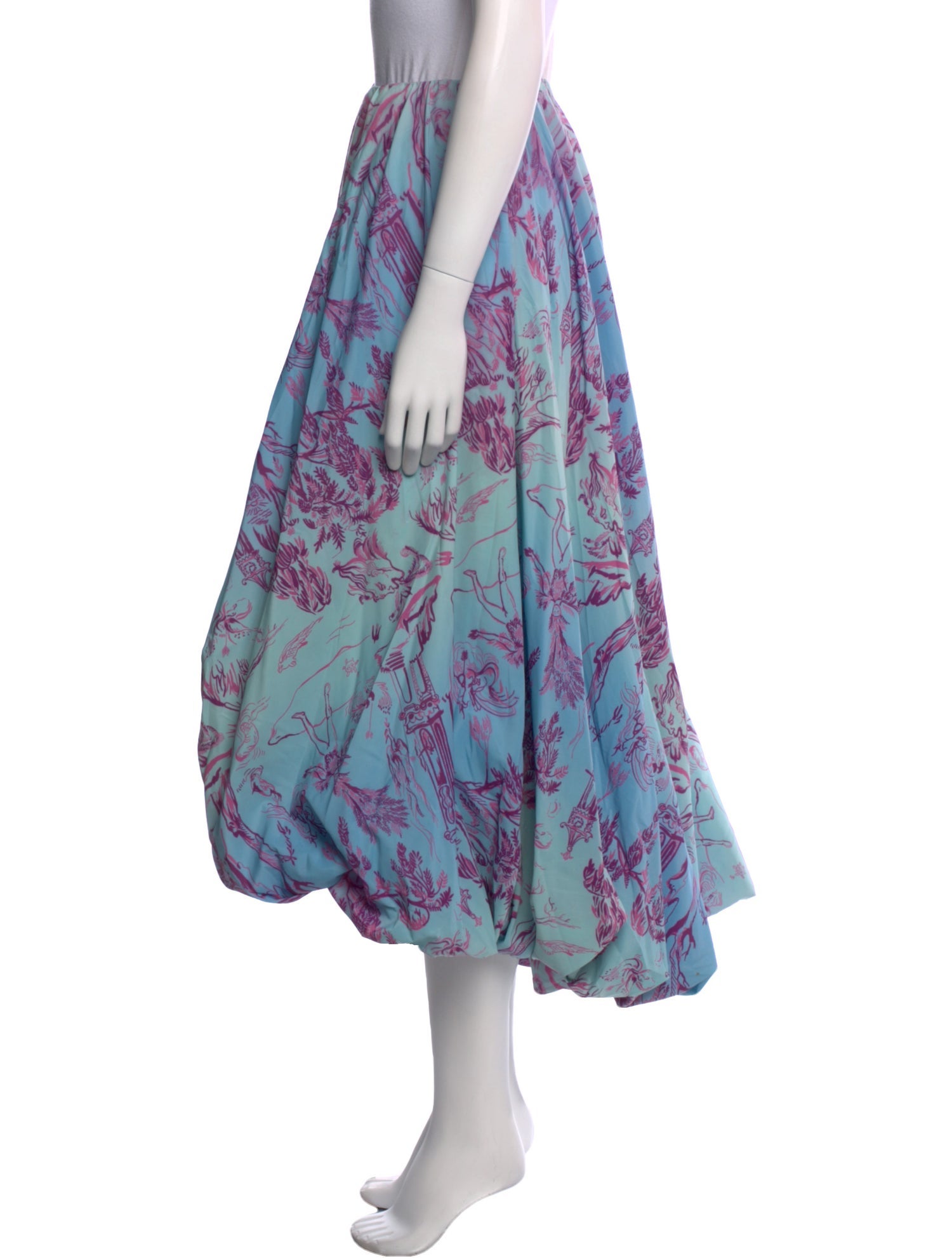 Staud Floral Print Midi Length Skirt