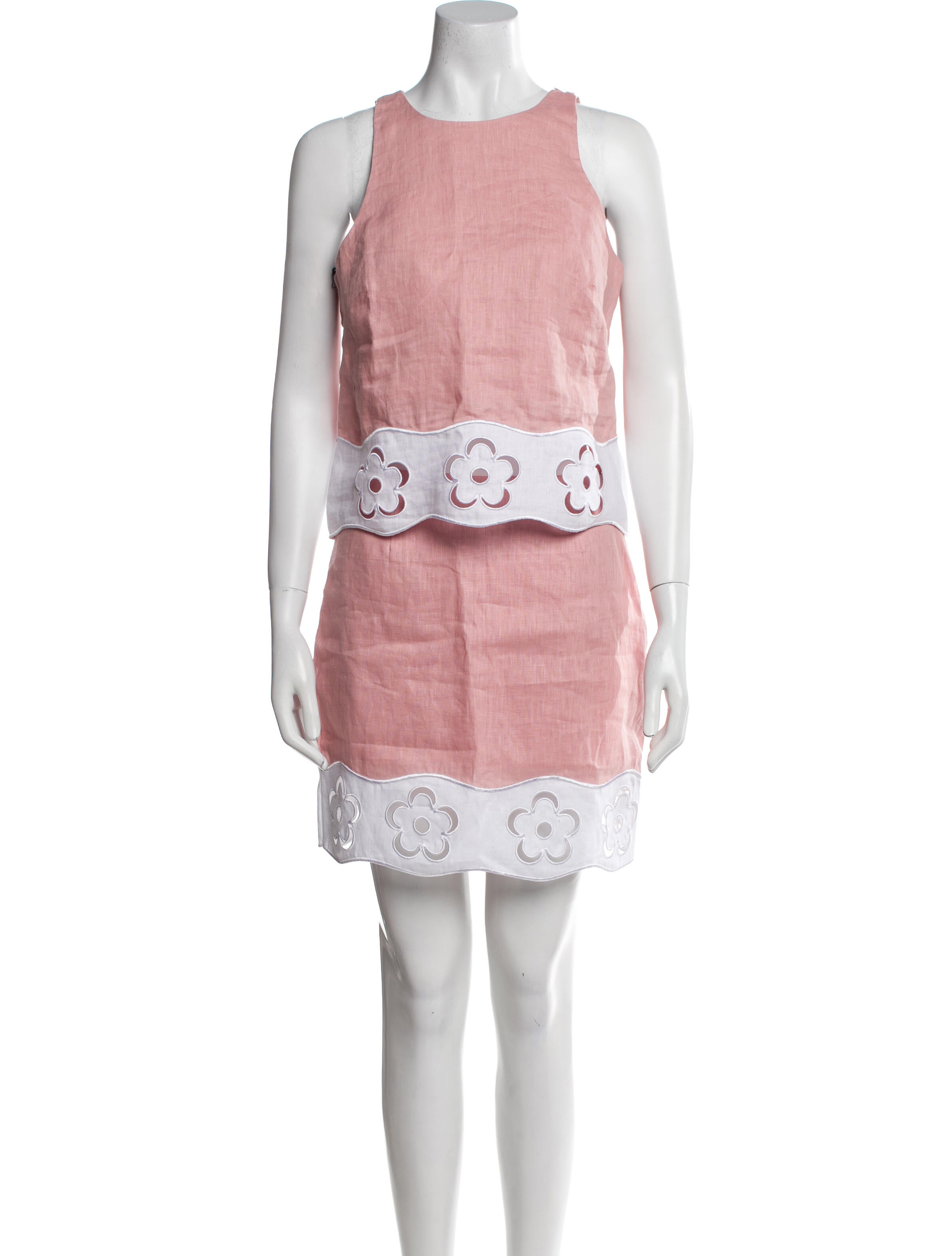 Staud Linen Colorblock Pattern Skirt Suit w/ Tags