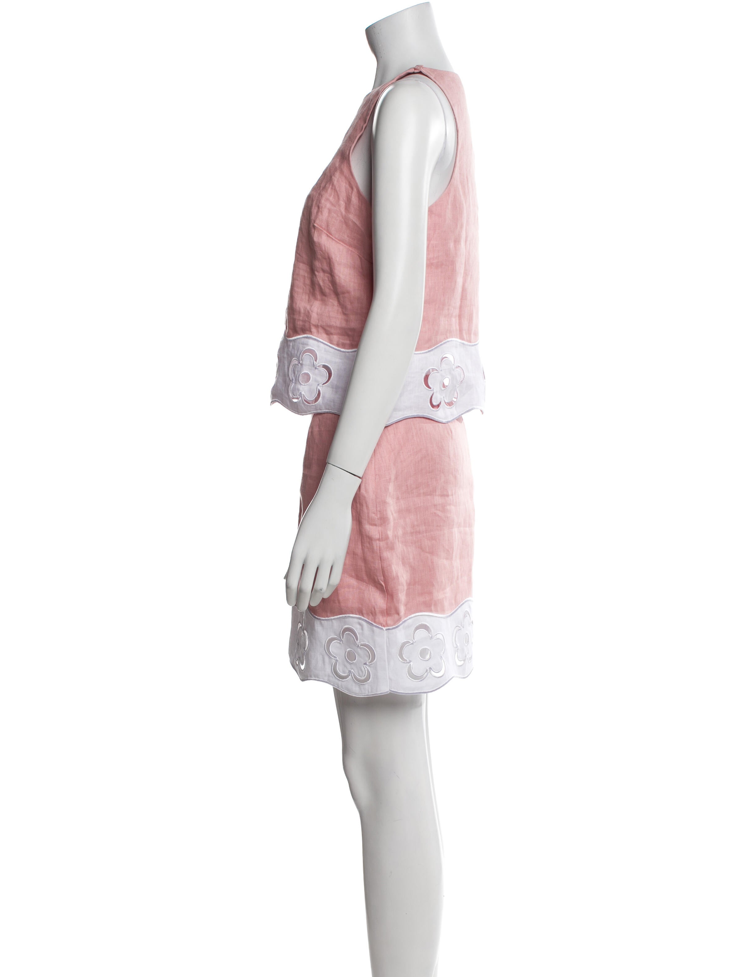 Staud Linen Colorblock Pattern Skirt Suit w/ Tags