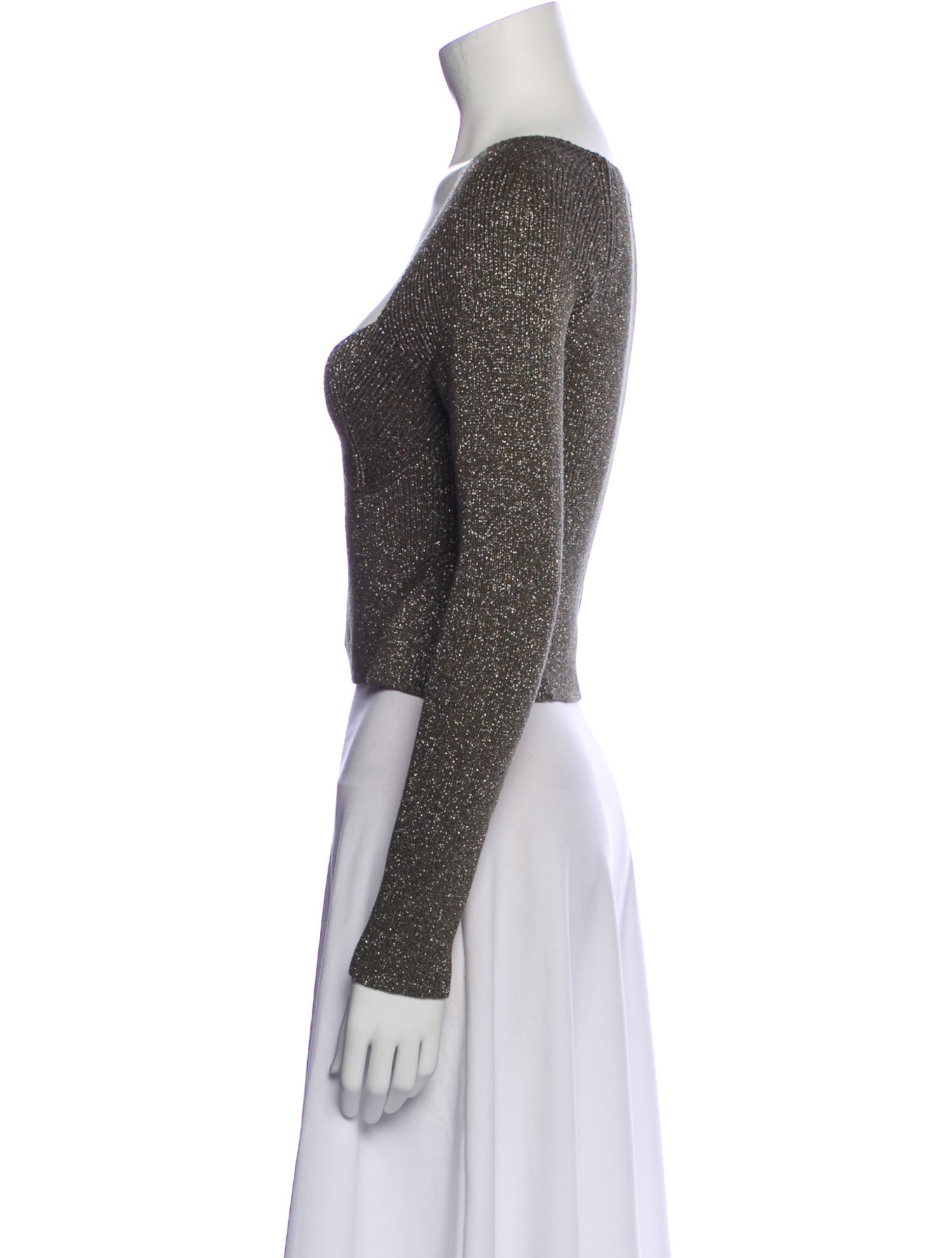 Staud Square Neckline Long Sleeve Crop Top