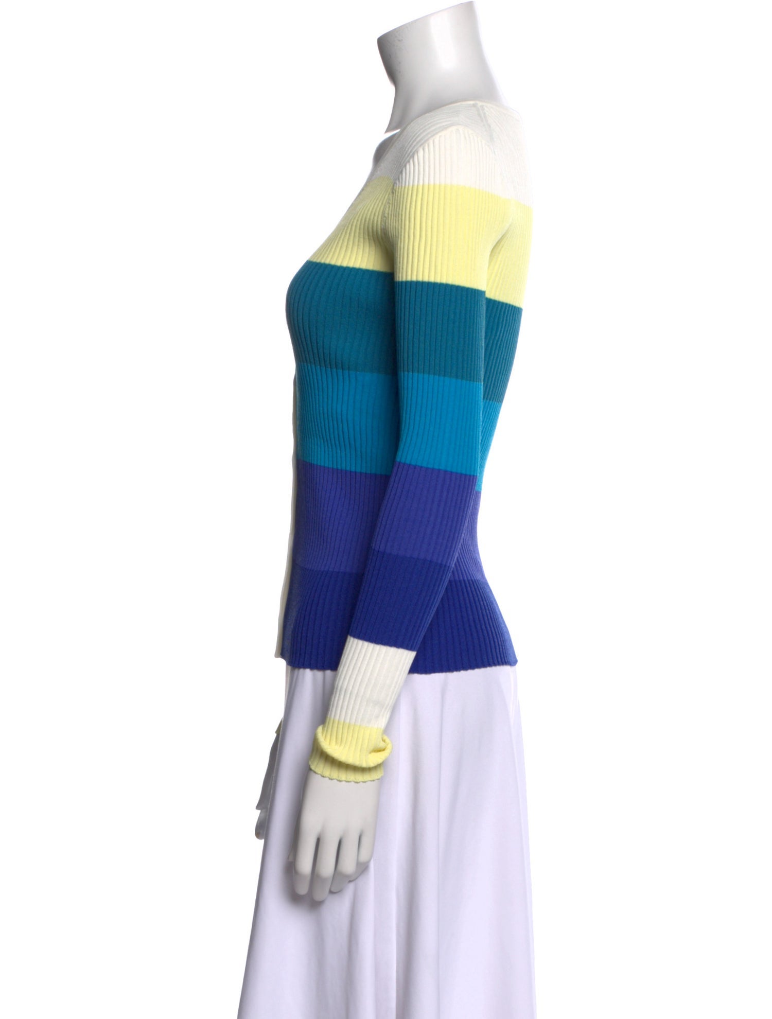 Staud Striped V-Neck Sweater