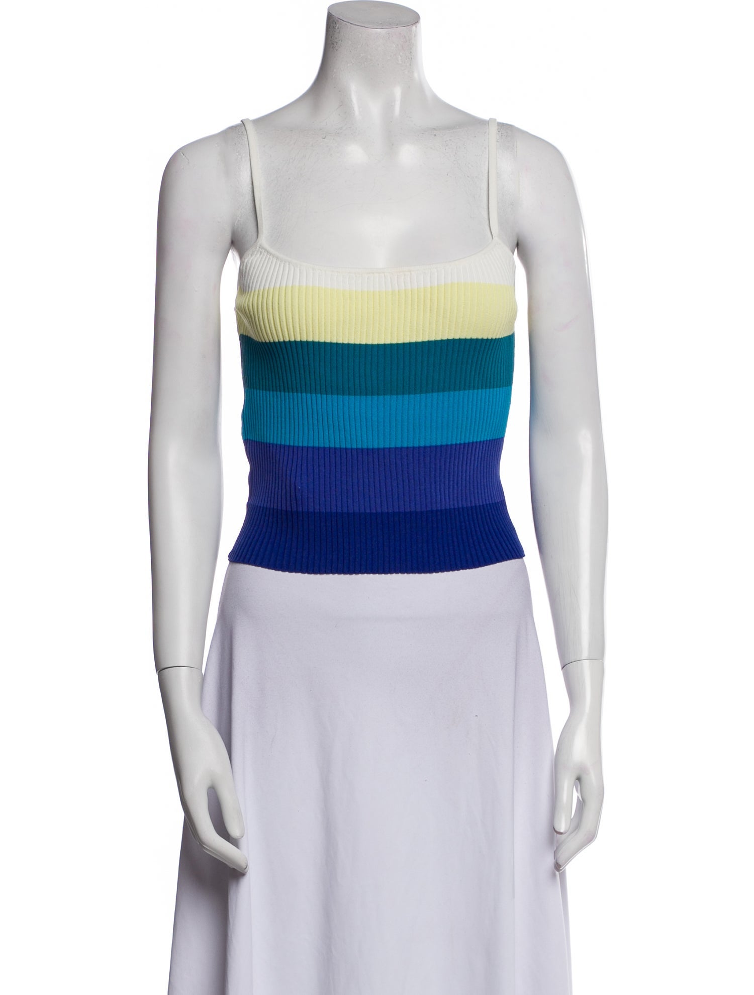 Staud Striped Square Neckline Crop Top