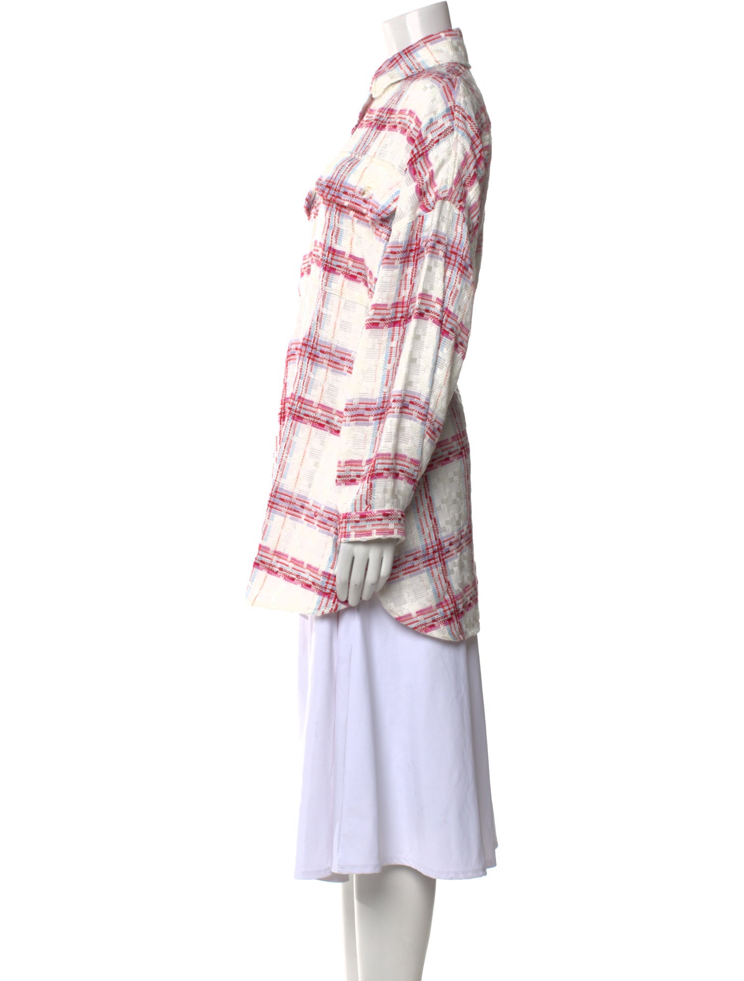 Staud Plaid Print Mock Neck Tunic