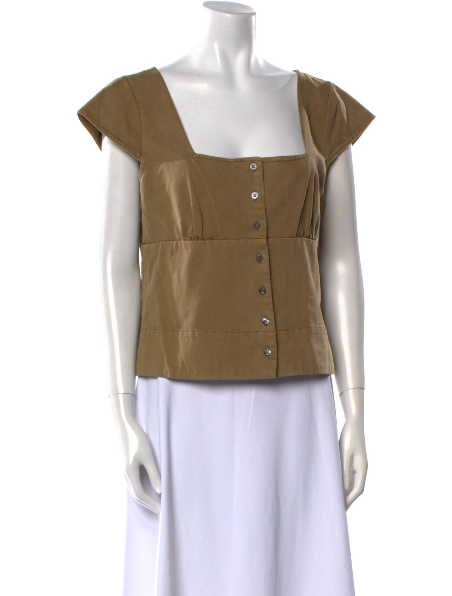 Staud Square Neckline Short Sleeve Crop Top