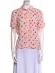 Staud Printed Short Sleeve Button-Up Top