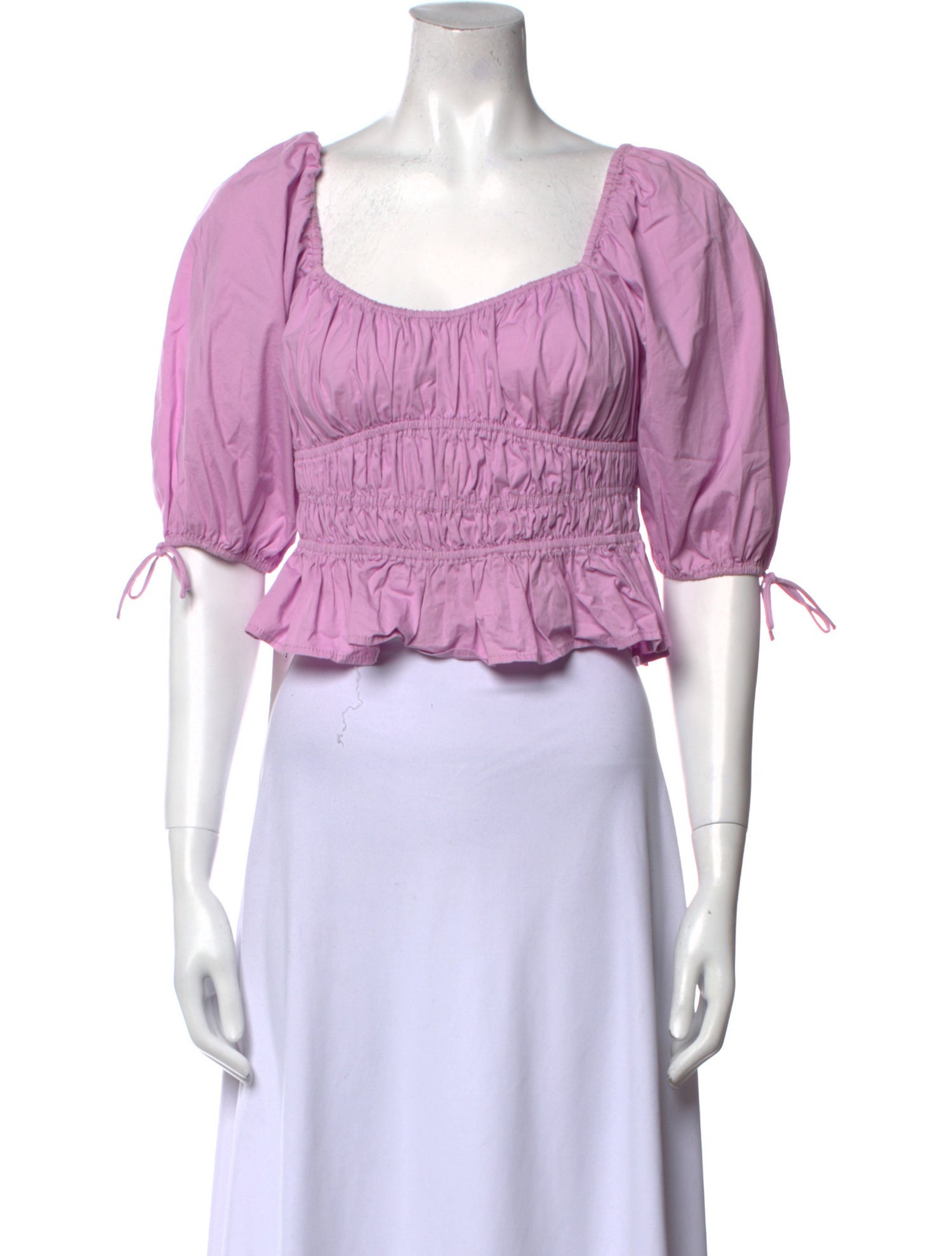 Staud Square Neckline Short Sleeve Crop Top