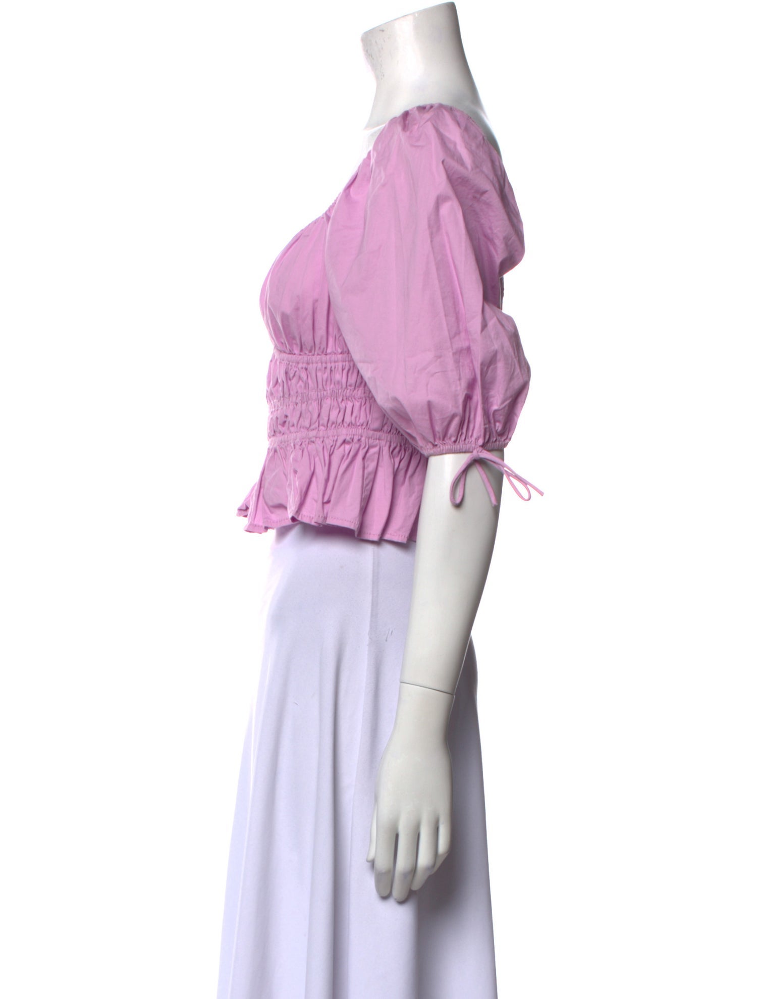 Staud Square Neckline Short Sleeve Crop Top