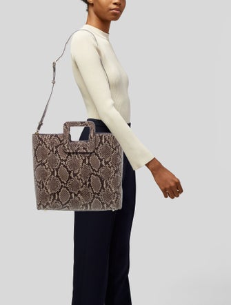 Staud Embossed Leather Top Handle Bag