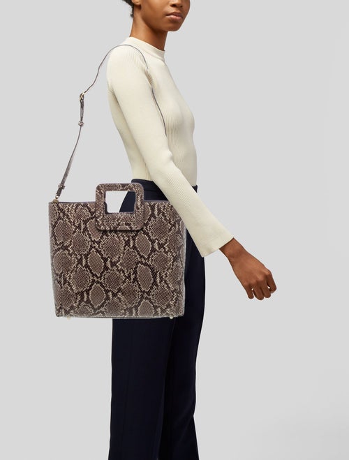 Staud Embossed Leather Top Handle Bag