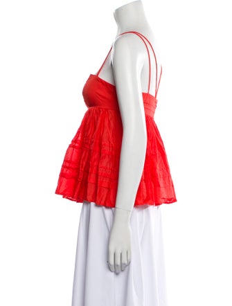 Staud Square Neckline Sleeveless Crop Top