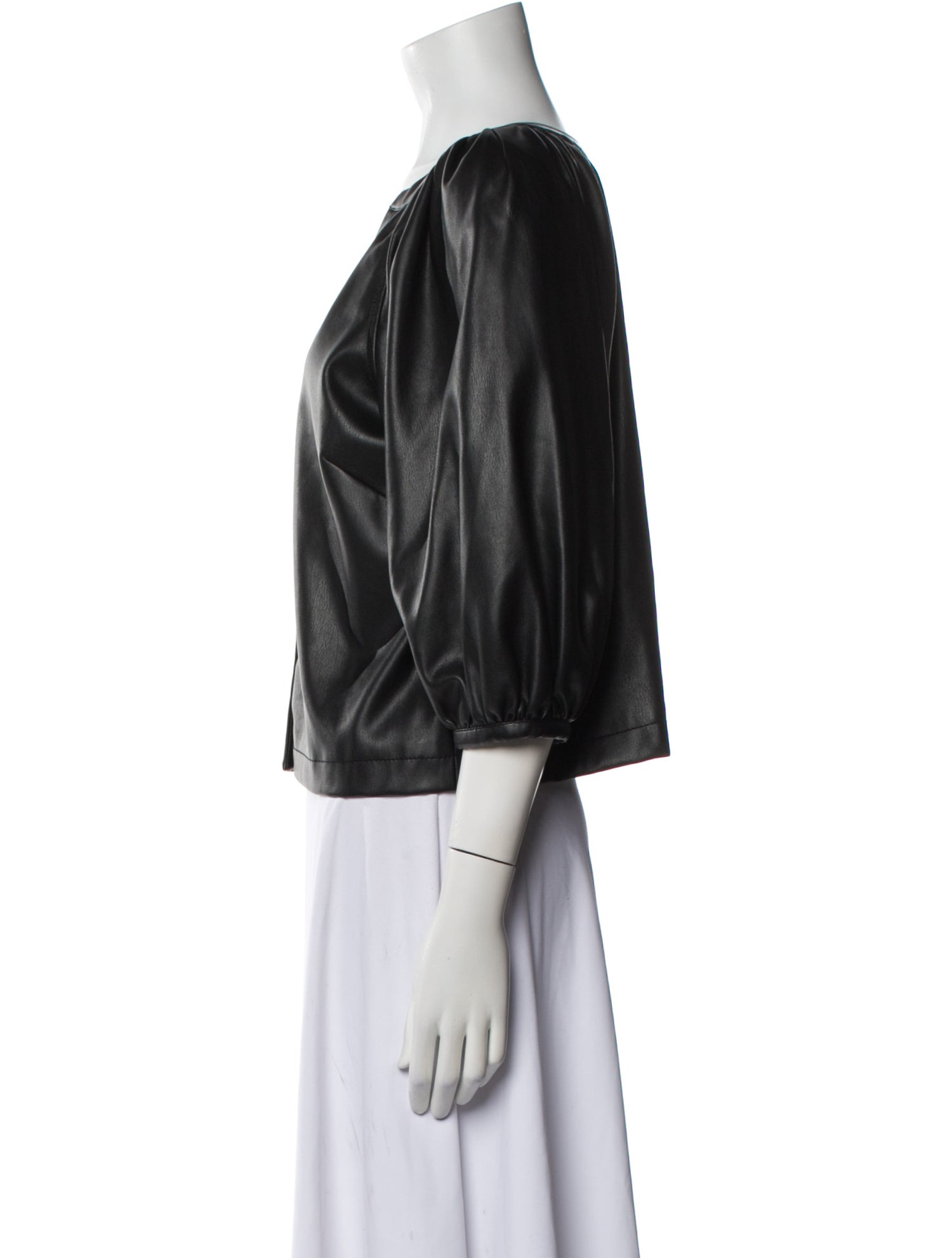 Staud Leather V-Neck Blouse