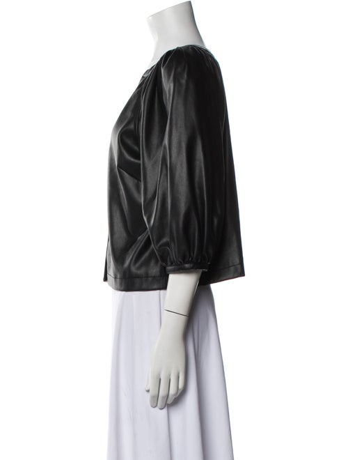 Staud Leather V-Neck Blouse