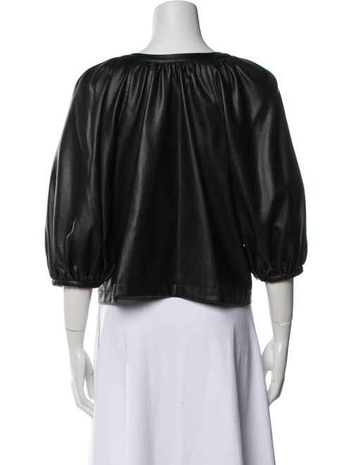Staud Leather V-Neck Blouse