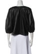 Staud Leather V-Neck Blouse