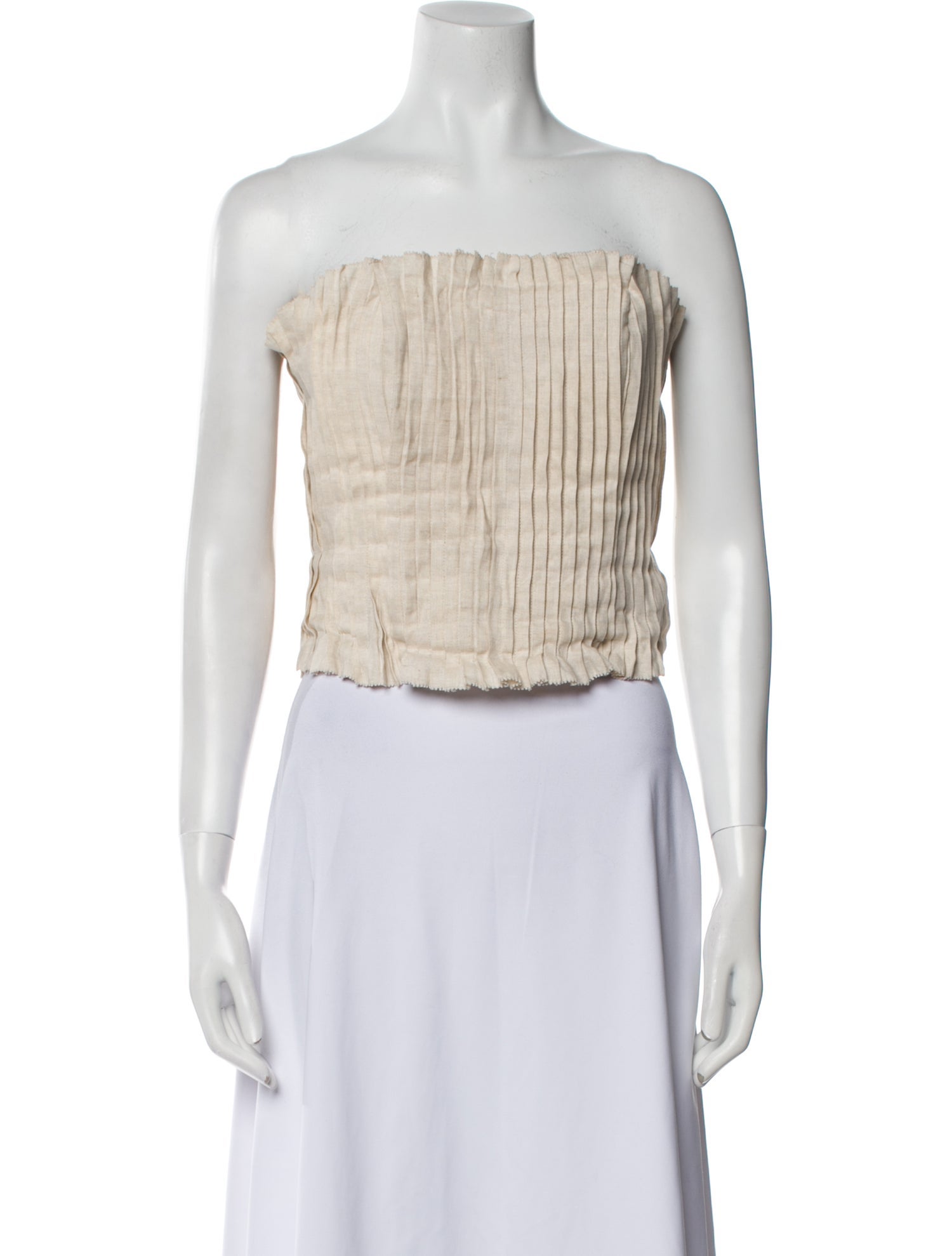 Staud Linen Strapless Crop Top
