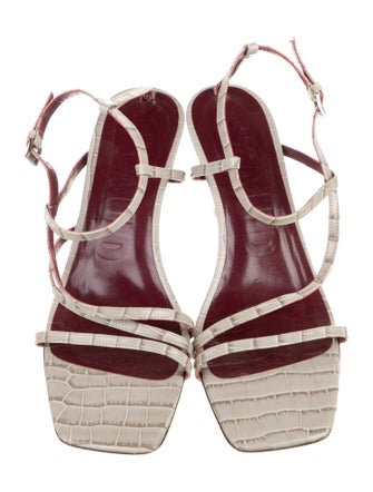 Staud Crocodile T-Strap Sandals