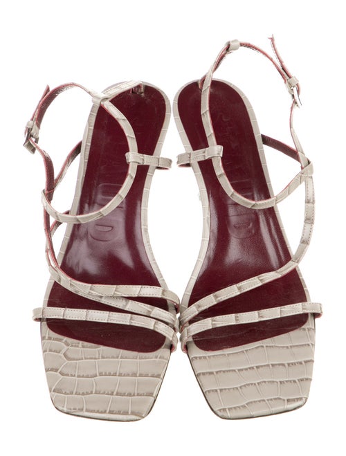 Staud Crocodile T-Strap Sandals