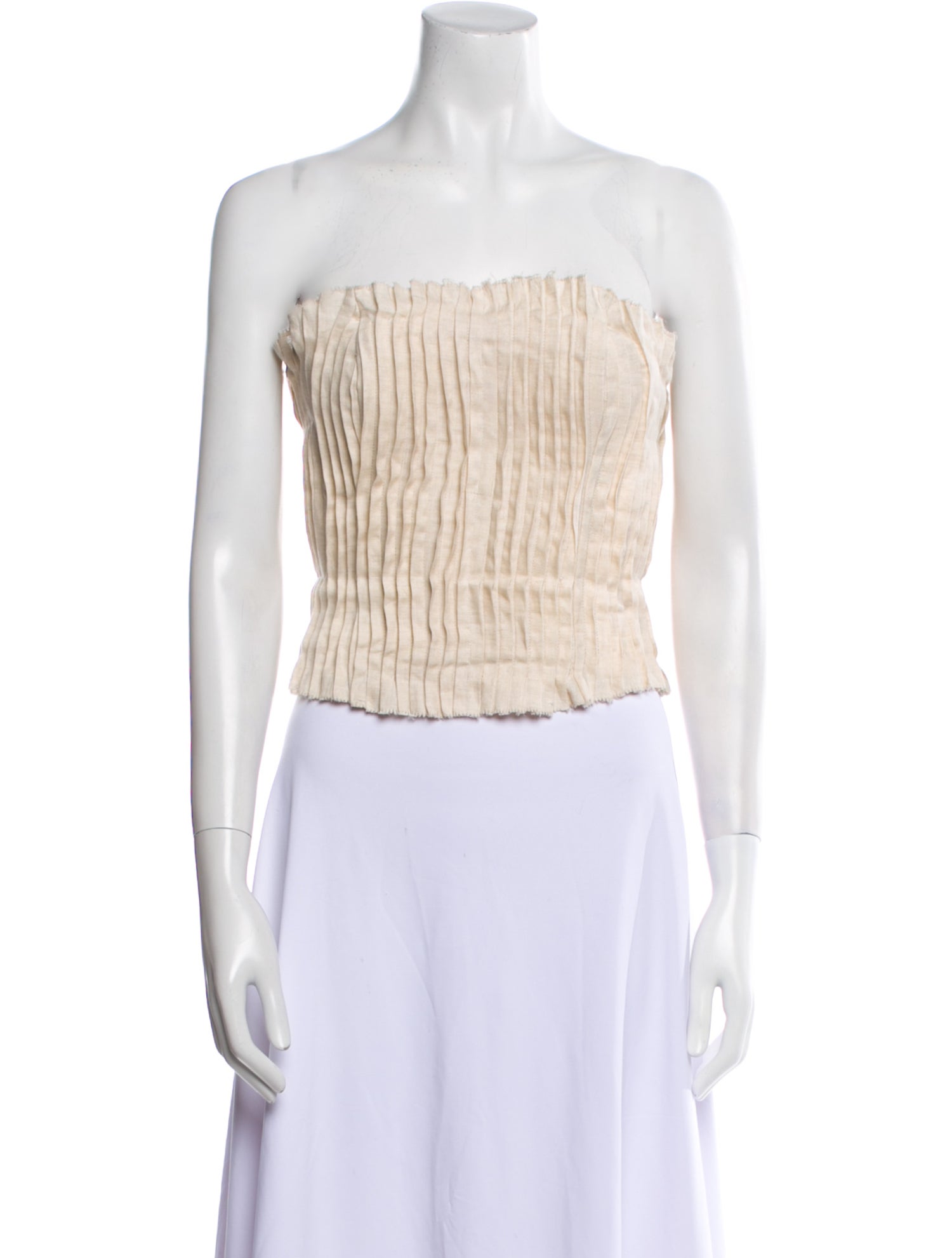 Staud Linen Strapless Crop Top