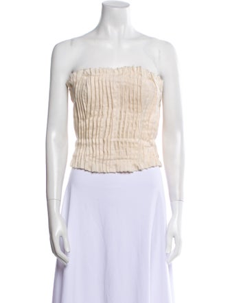 Staud Linen Strapless Crop Top