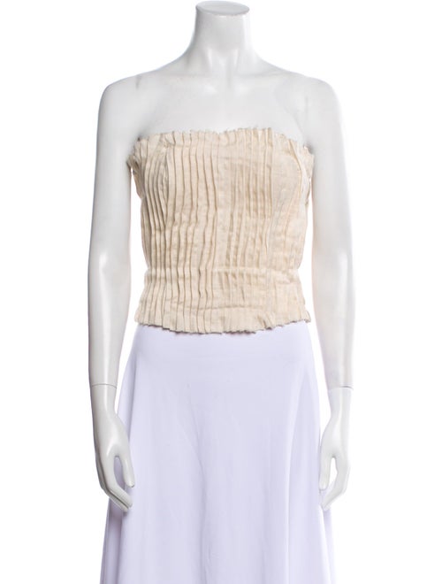 Staud Linen Strapless Crop Top