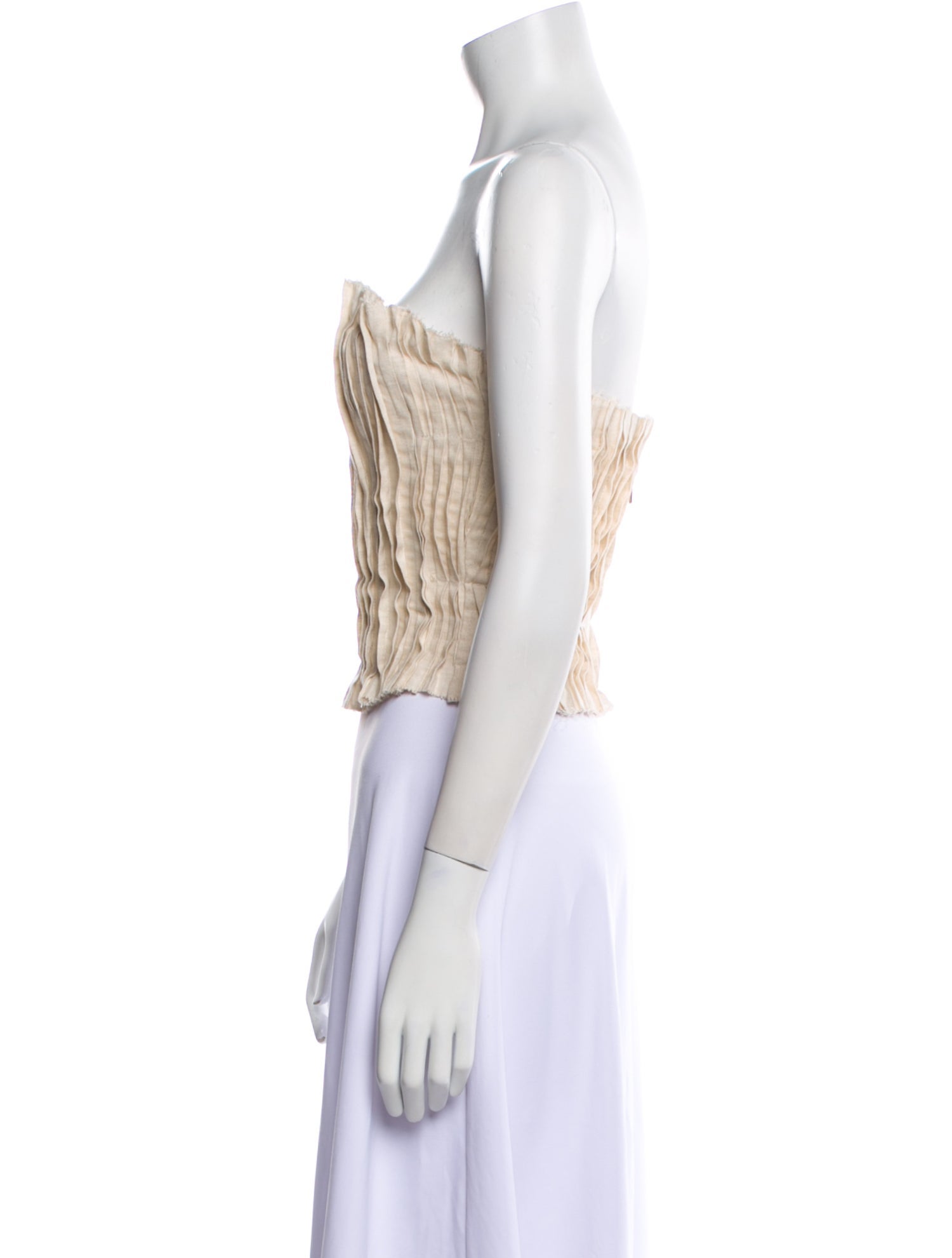 Staud Linen Strapless Crop Top