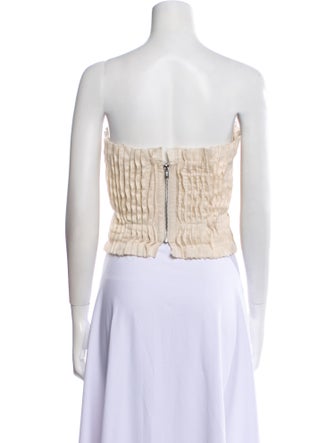 Staud Linen Strapless Crop Top