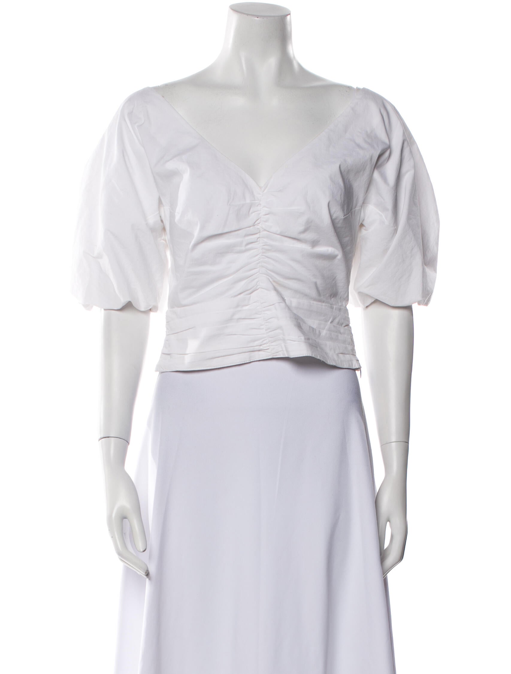 Staud V-Neck Three-Quarter Sleeve Crop Top