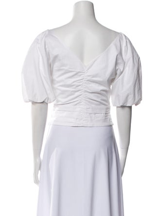 Staud V-Neck Three-Quarter Sleeve Crop Top