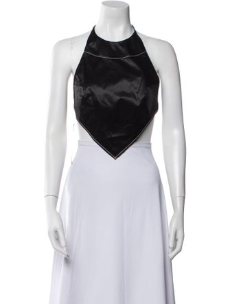 Staud Halterneck Sleeveless Crop Top