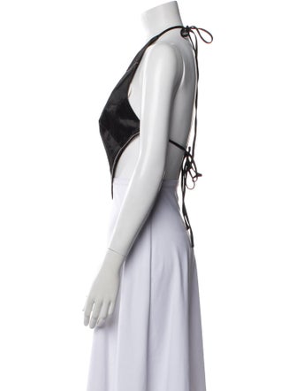 Staud Halterneck Sleeveless Crop Top