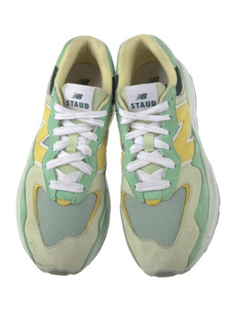 Staud Suede Colorblock Pattern Sneakers