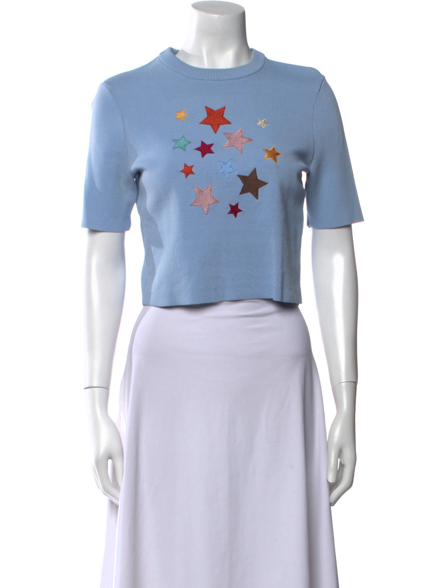 Staud Graphic Print Crew Neck Crop Top