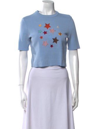 Staud Graphic Print Crew Neck Crop Top