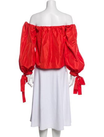 Staud Off-The-Shoulder Long Sleeve Crop Top