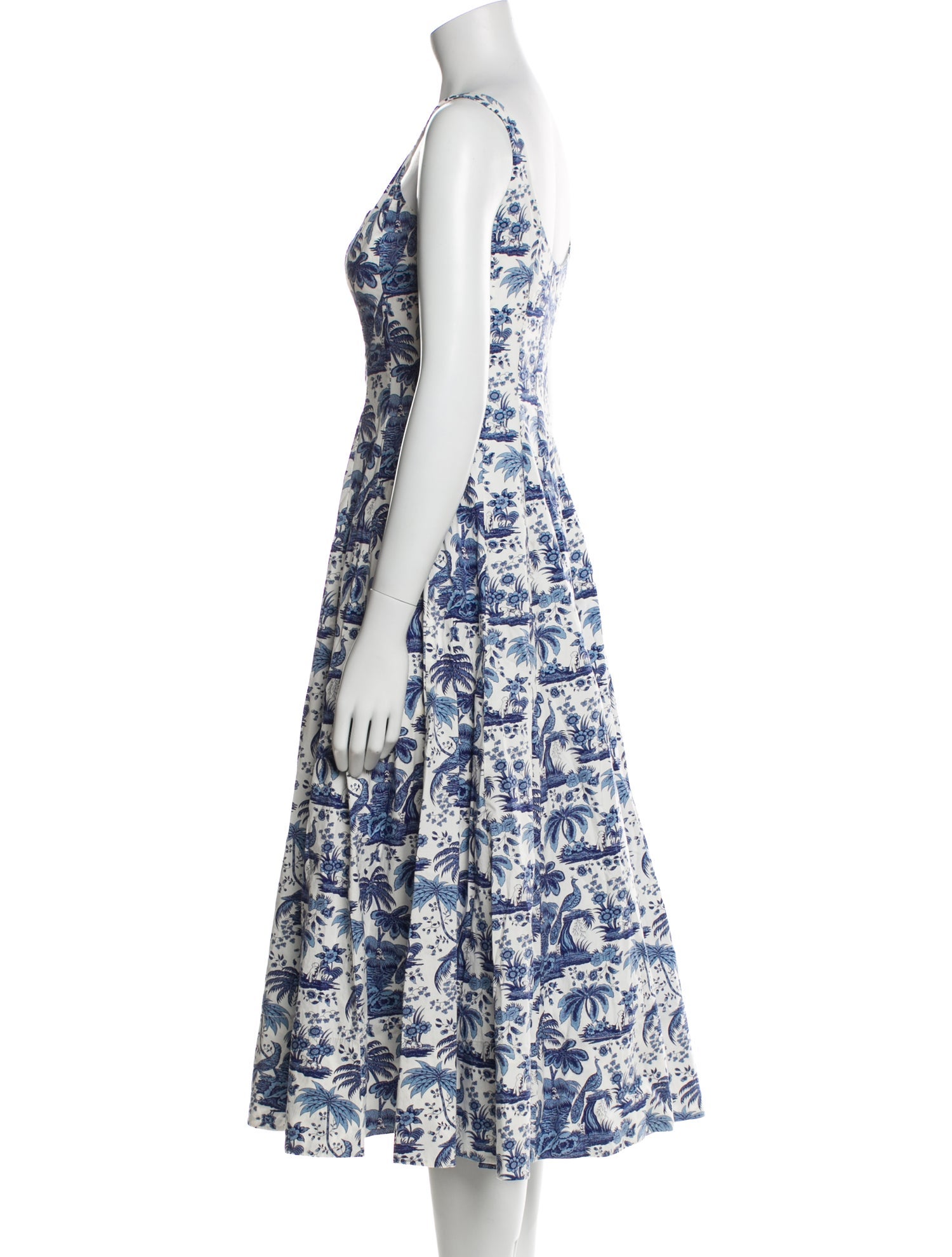 Staud Floral Print Midi Length Dress