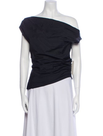 Staud One-Shoulder Short Sleeve Top