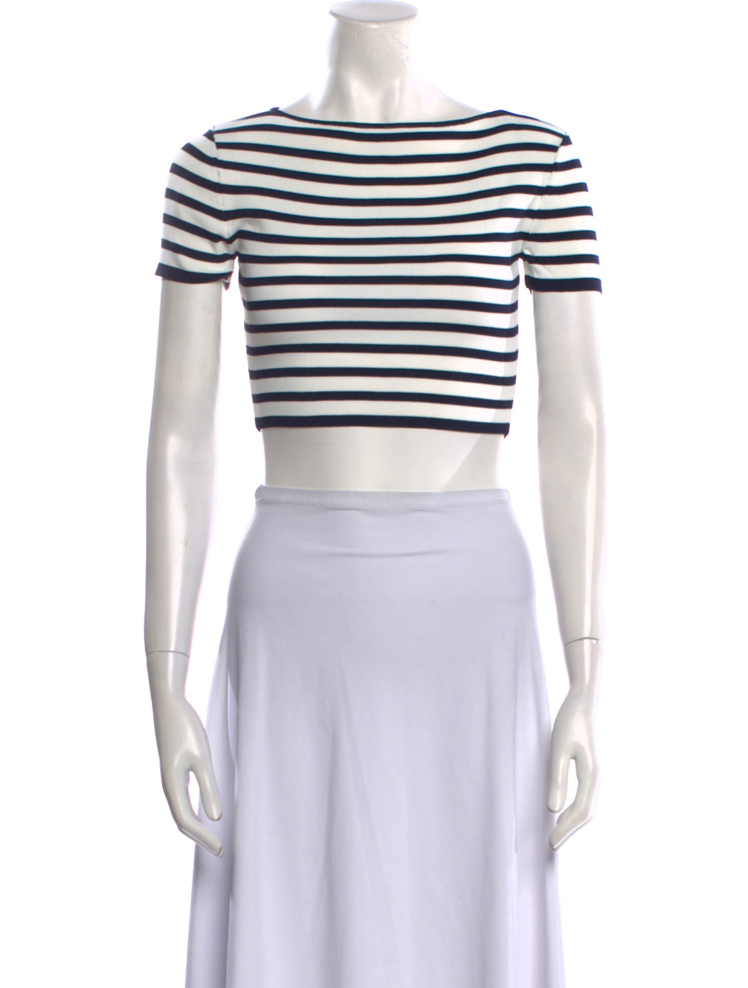 Staud Striped Bateau Neckline Crop Top