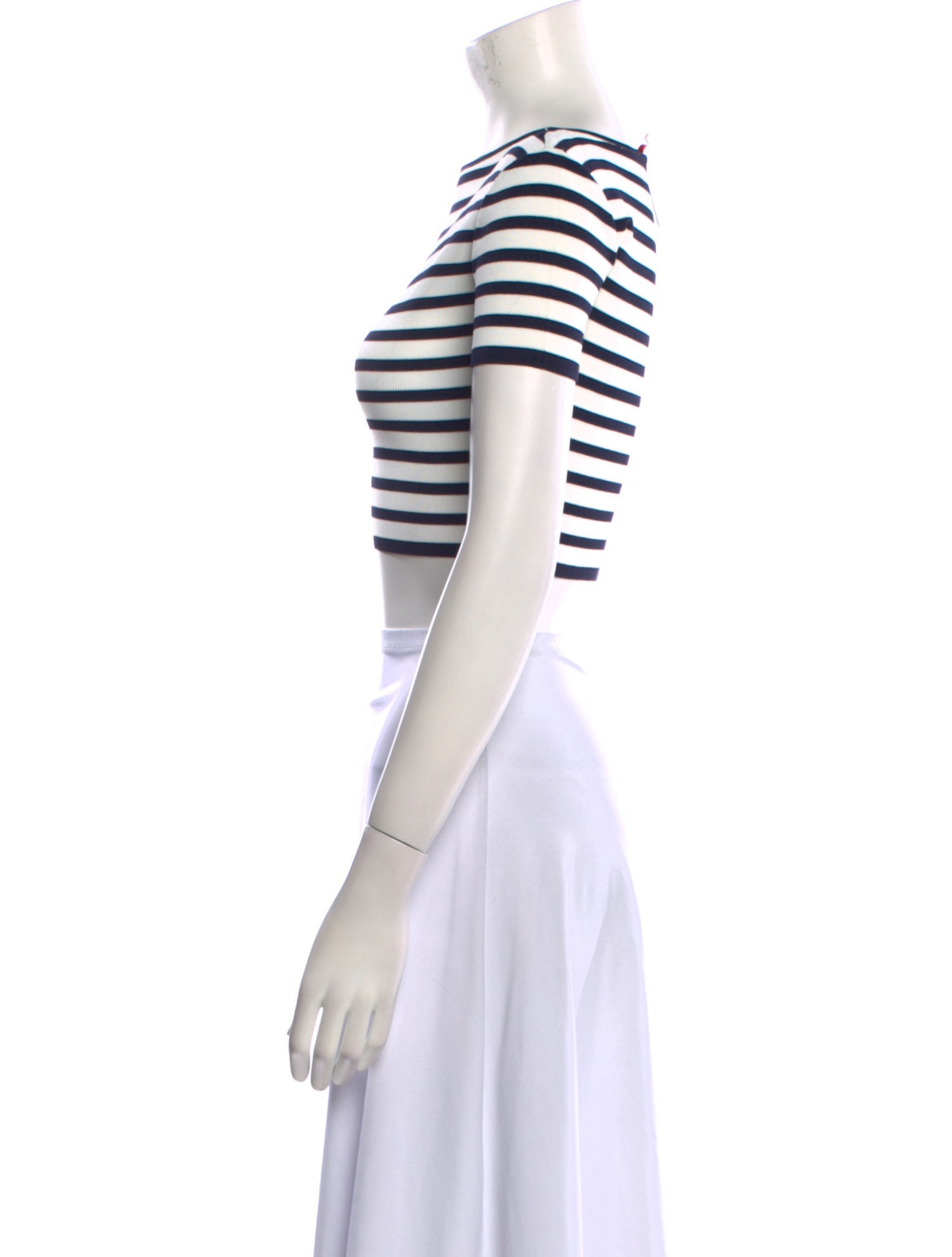 Staud Striped Bateau Neckline Crop Top