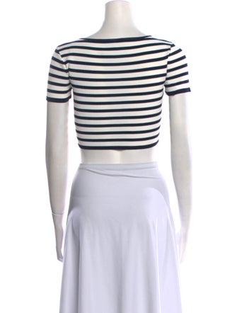 Staud Striped Bateau Neckline Crop Top