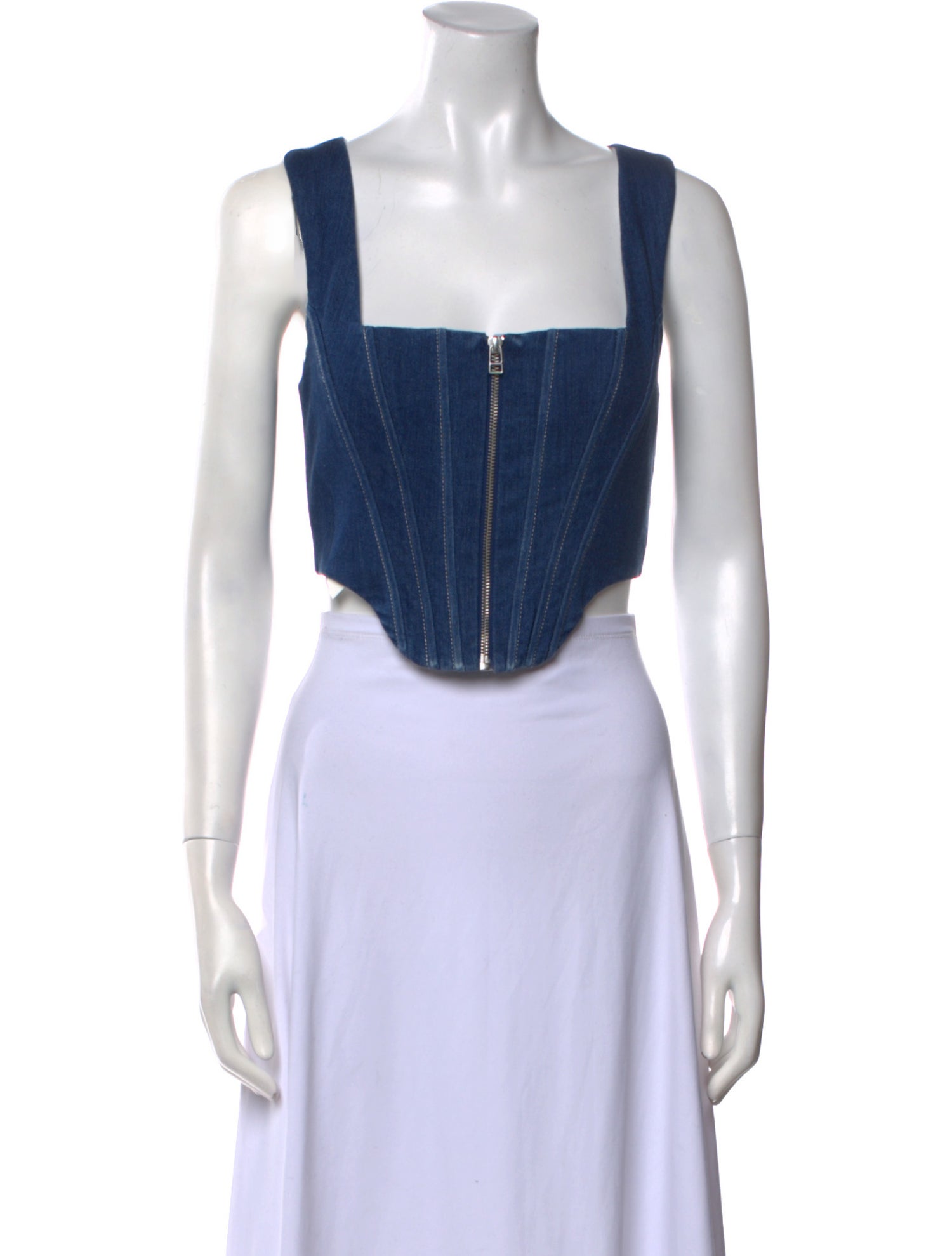 Staud Square Neckline Sleeveless Crop Top