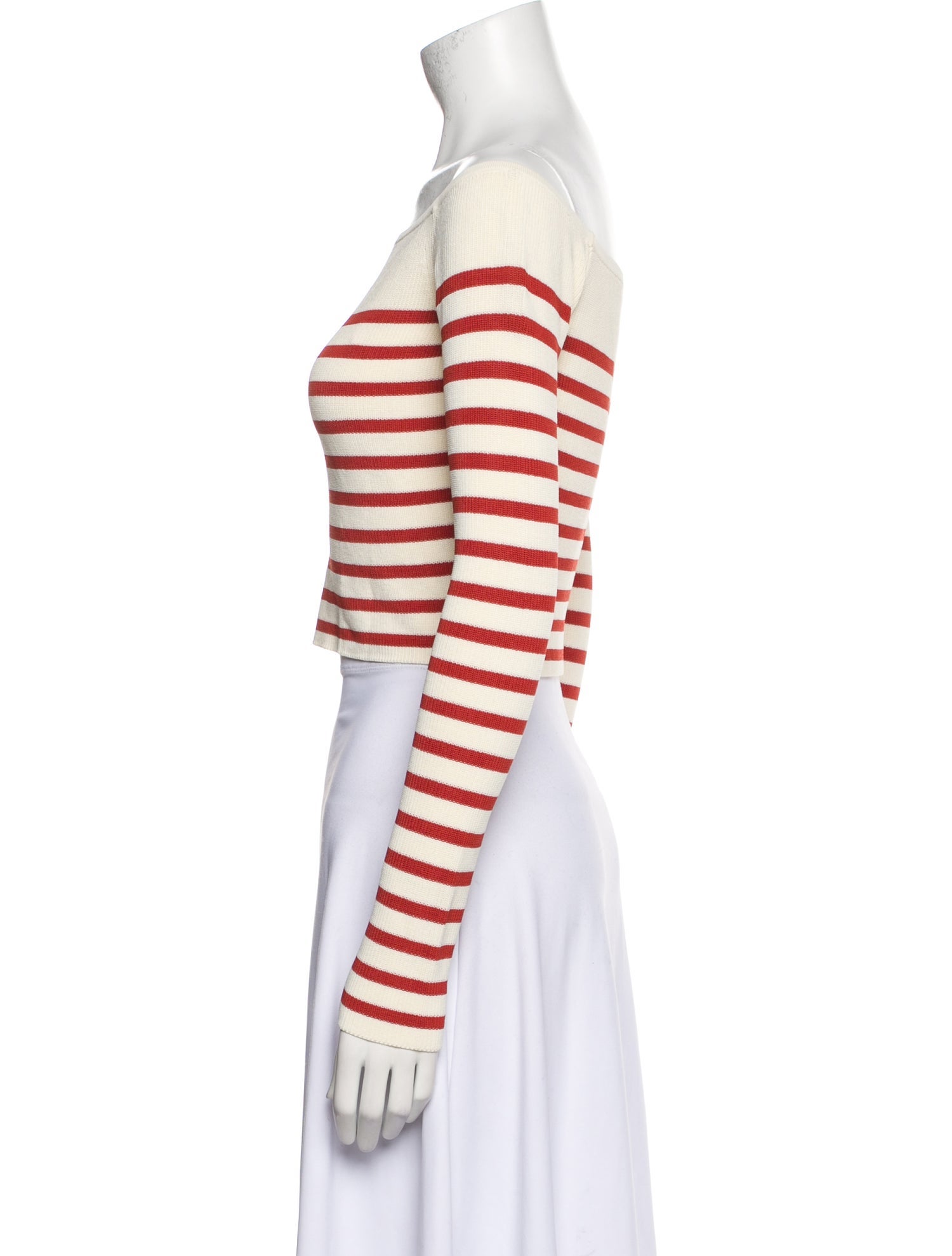 Staud Striped Off-The-Shoulder Crop Top