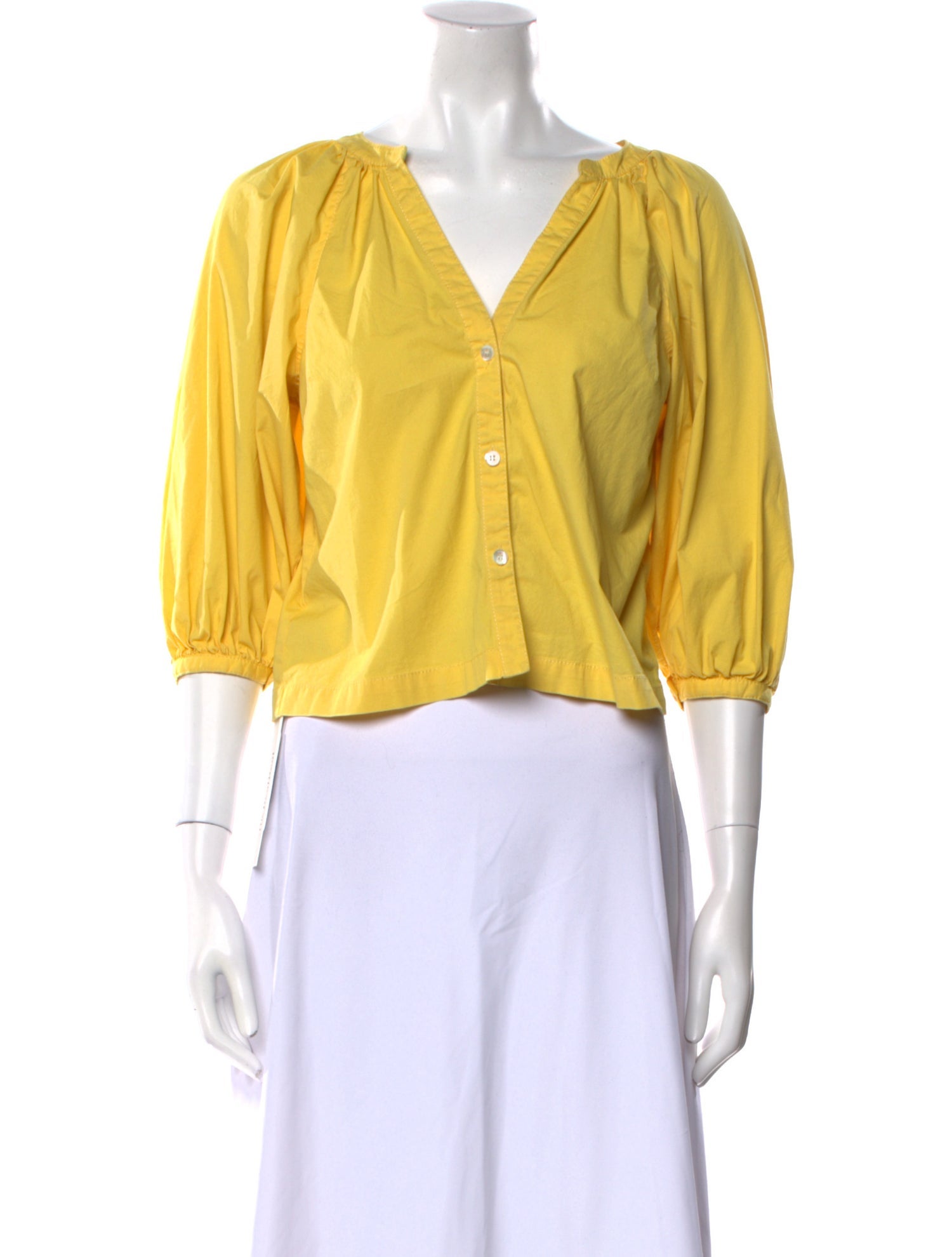 Staud V-Neck Three-Quarter Sleeve Crop Top