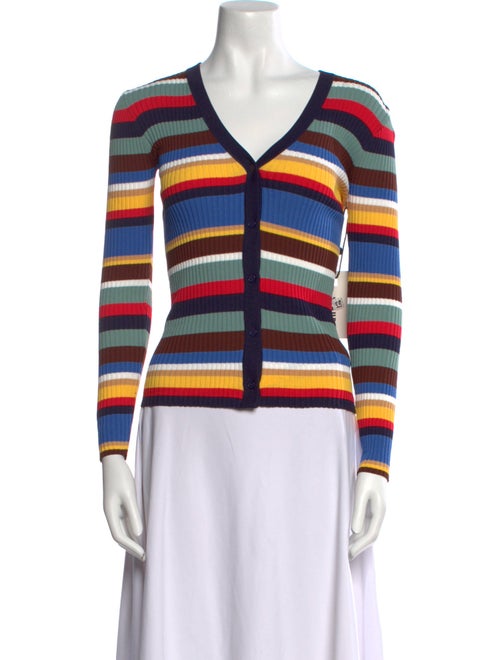 Staud Striped V-Neck Sweater