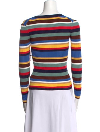 Staud Striped V-Neck Sweater