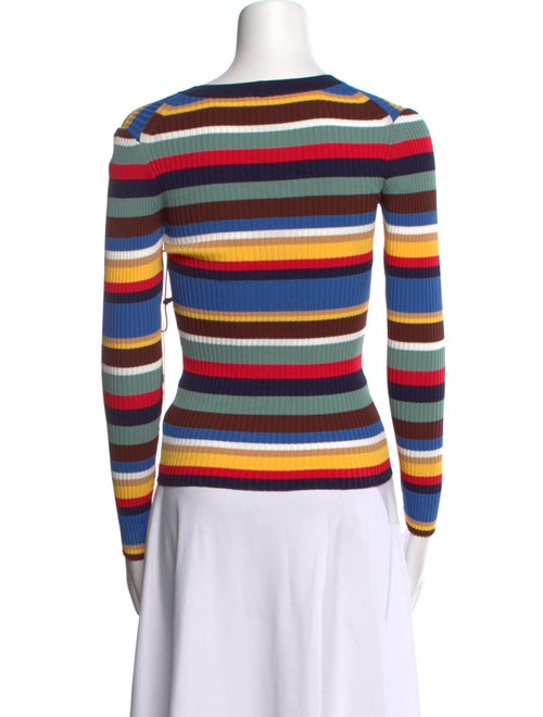 Staud Striped V-Neck Sweater