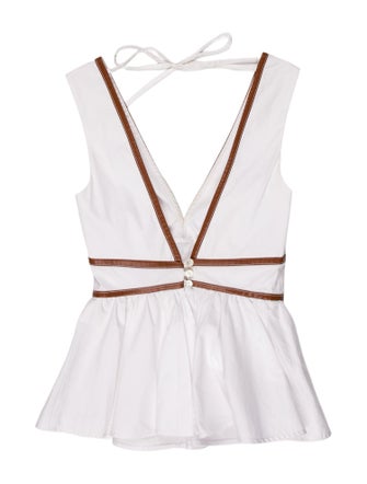 Staud Colorblock Pattern V-Neck Bodysuit