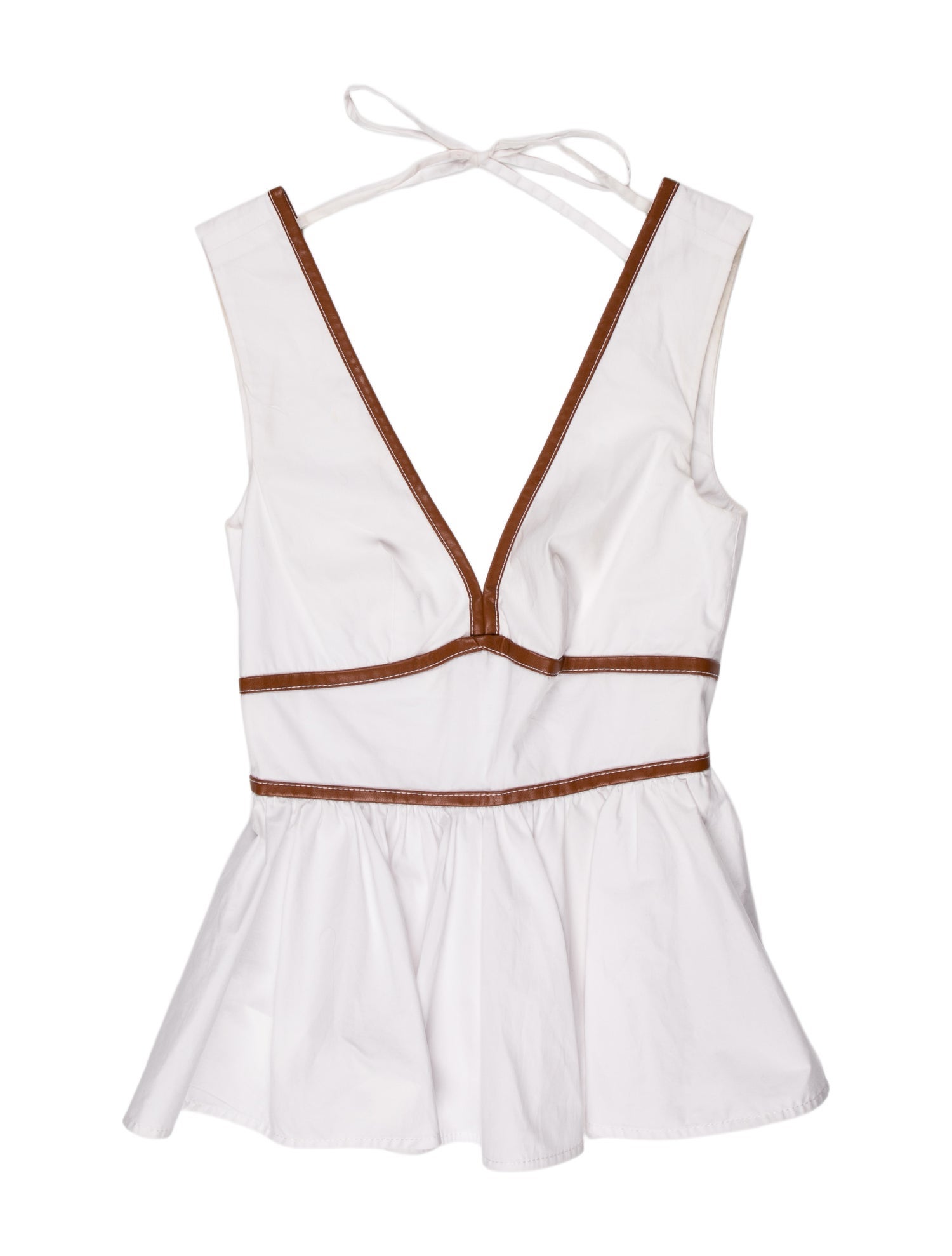 Staud Colorblock Pattern V-Neck Bodysuit