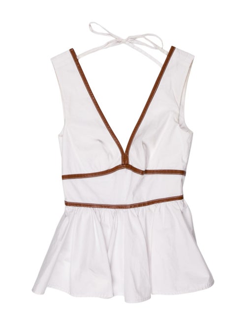 Staud Colorblock Pattern V-Neck Bodysuit