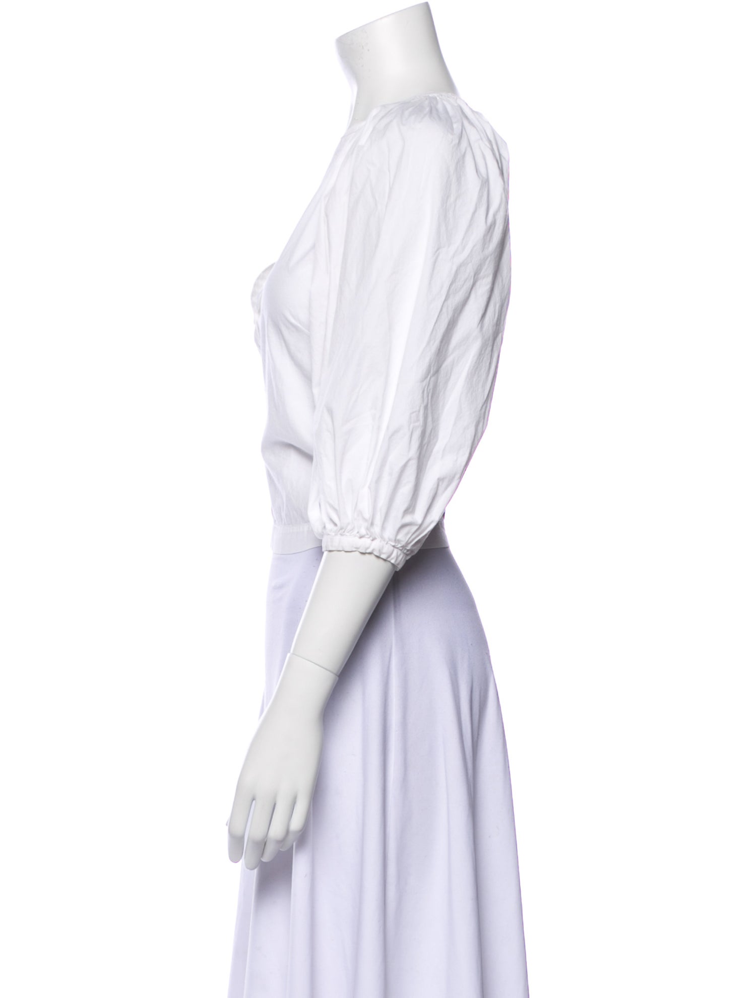 Staud V-Neck Three-Quarter Sleeve Crop Top