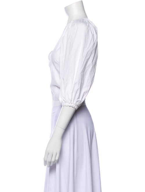 Staud V-Neck Three-Quarter Sleeve Crop Top